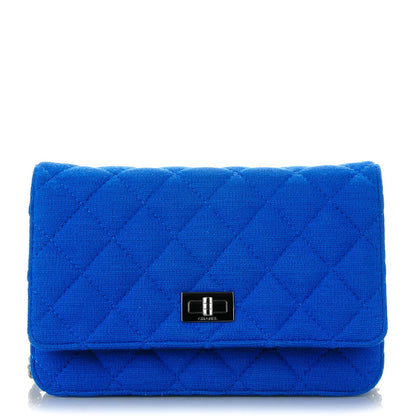 Chanel Jersey Quilted Reissue Wallet On Chain WOC Blue 1 of 8