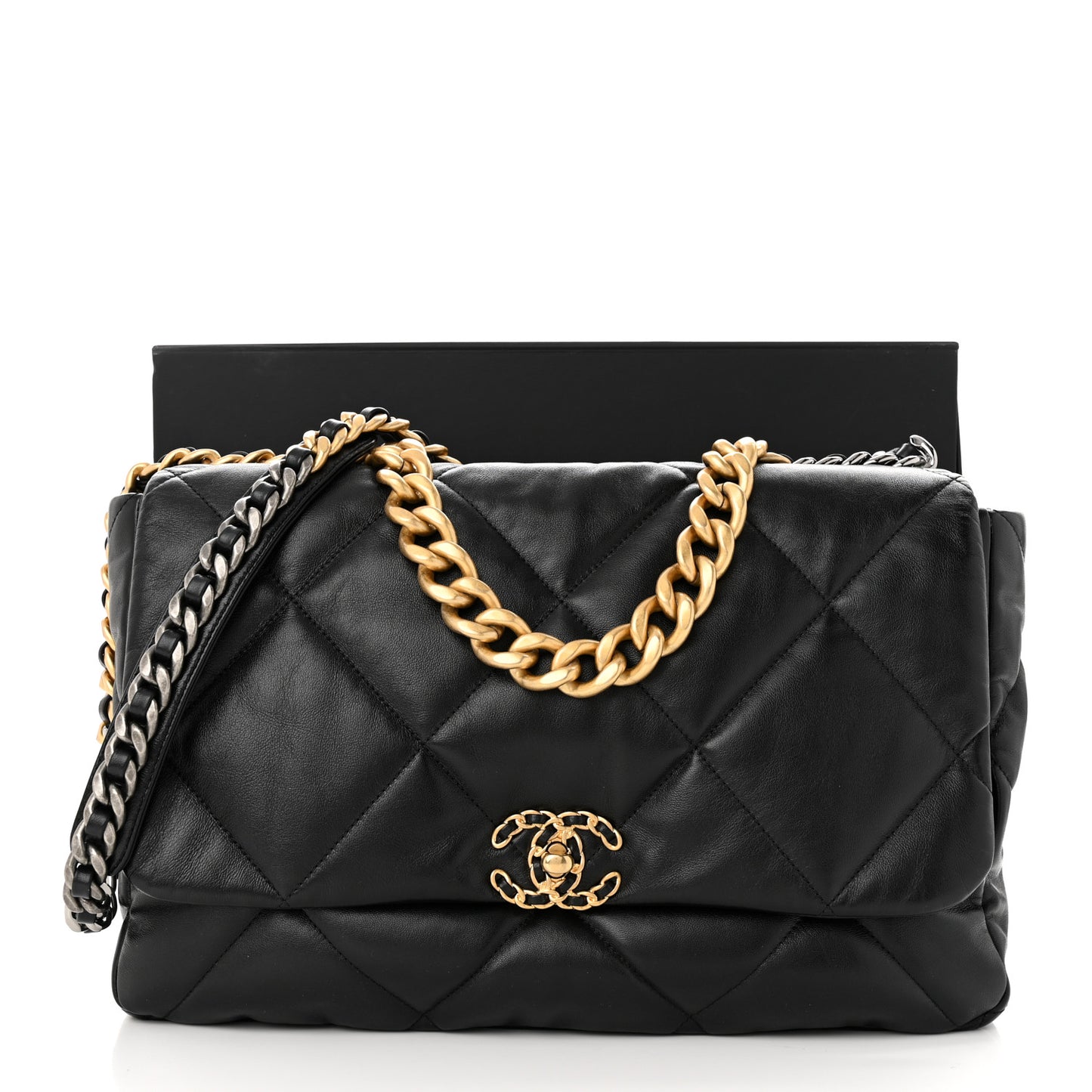 Lambskin Quilted Maxi Chanel 19 Flap Black