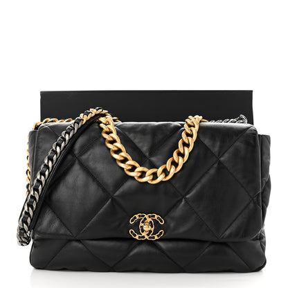 Chanel Lambskin Quilted Maxi Chanel 19 Flap Black 11 of 11