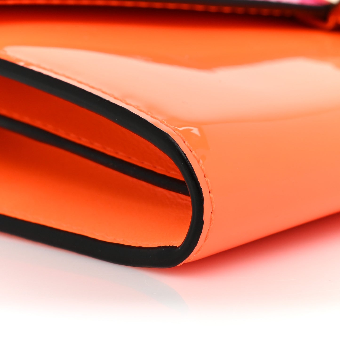 Patent Two Tone Patricia Wallet On Chain Pink Orange