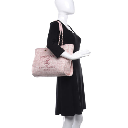 Chanel Straw Lurex Small Deauville Tote Pink 2 of 11