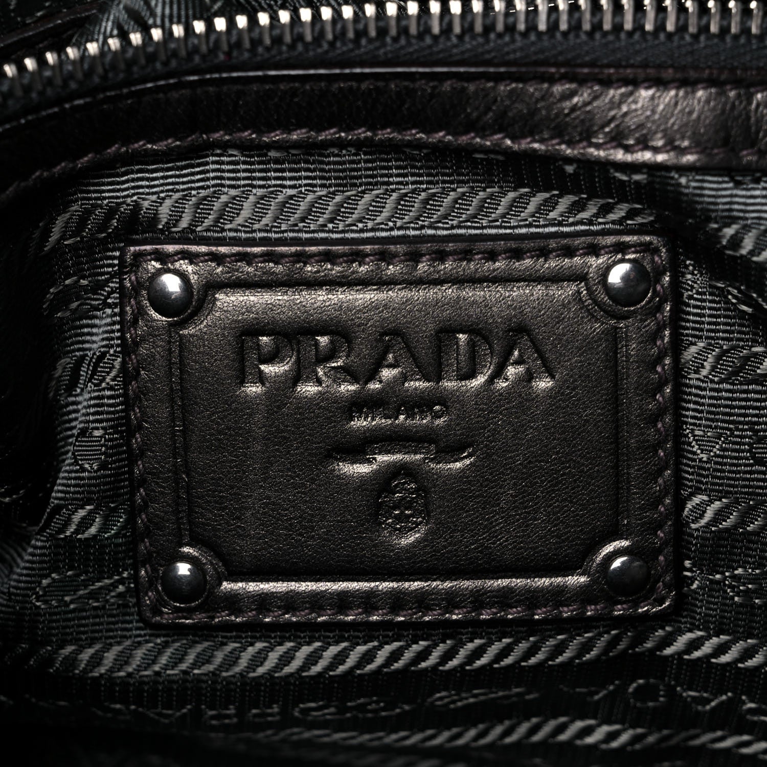 Prada Metallic Nappa Tessuto Nylon Mordore Stripes Shoulder Bag Grey 6 of 21