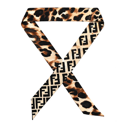 Fendi Silk FF Leopard Wrappy Scarf Beige 1 of 3