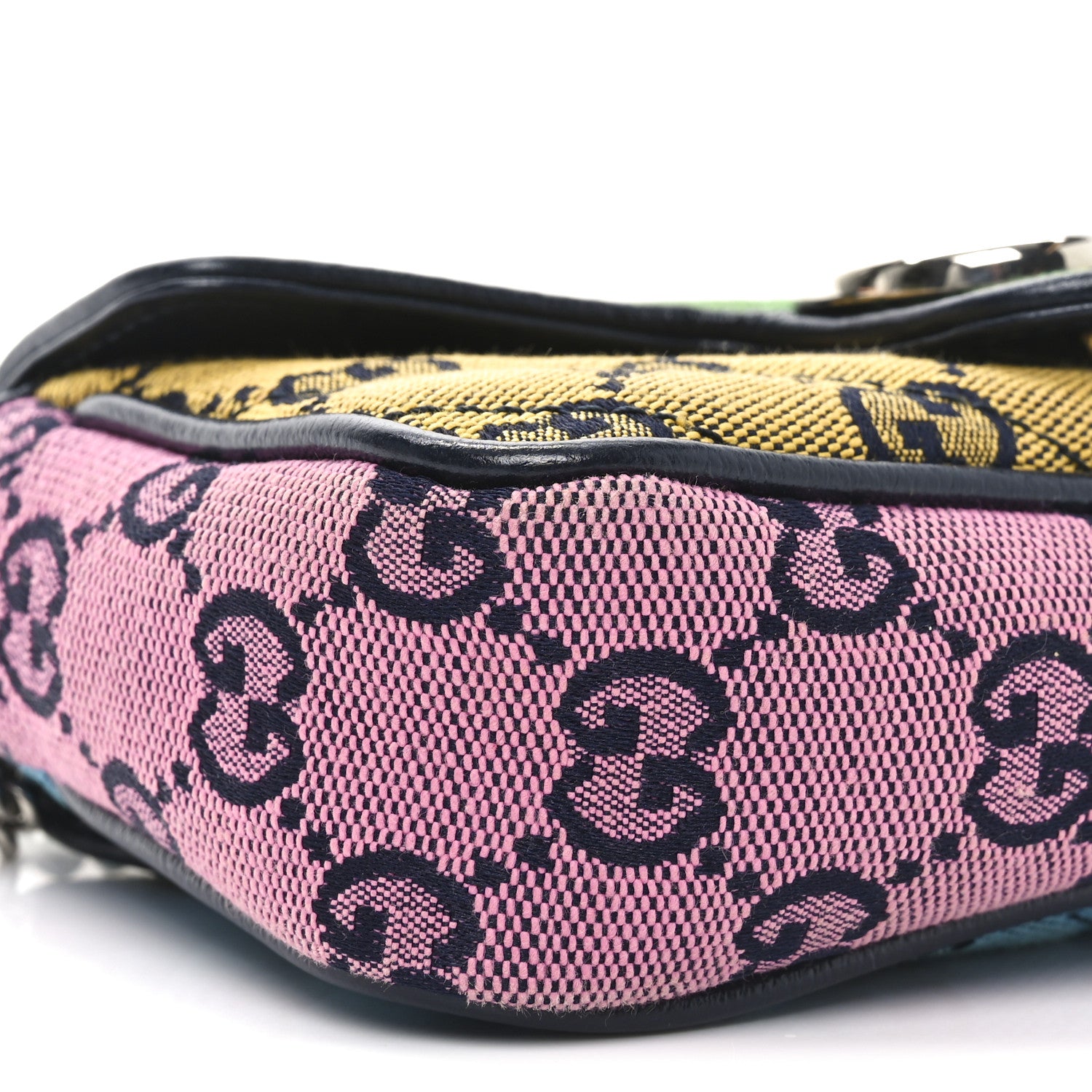 Gucci Monogram Multicolor Matelasse Diagonal Super Mini GG Marmont Shoulder Bag Green Blue Yellow Light Blue Pink 9 of 12