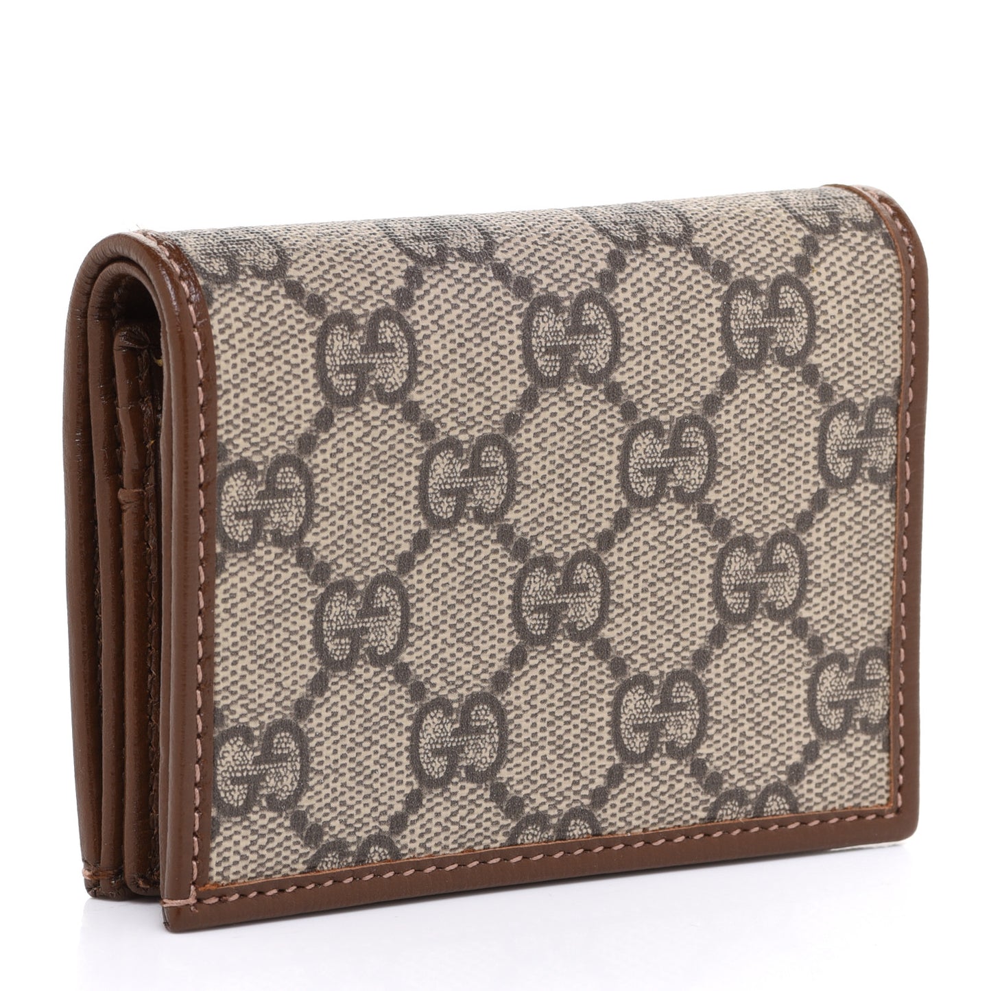 GG Supreme Monogram Horsebit 1955 Card Case Wallet Beige Ebony Brown Sugar