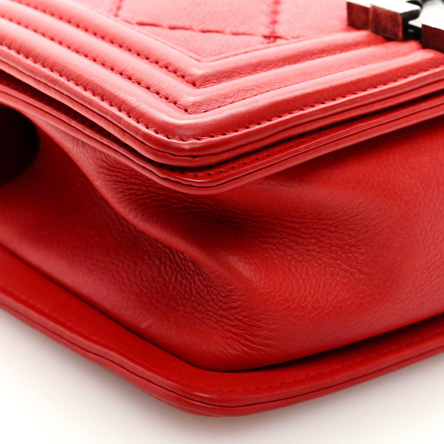 Chanel Calfskin Double Stitch Small Boy Flap Red 8 of 9