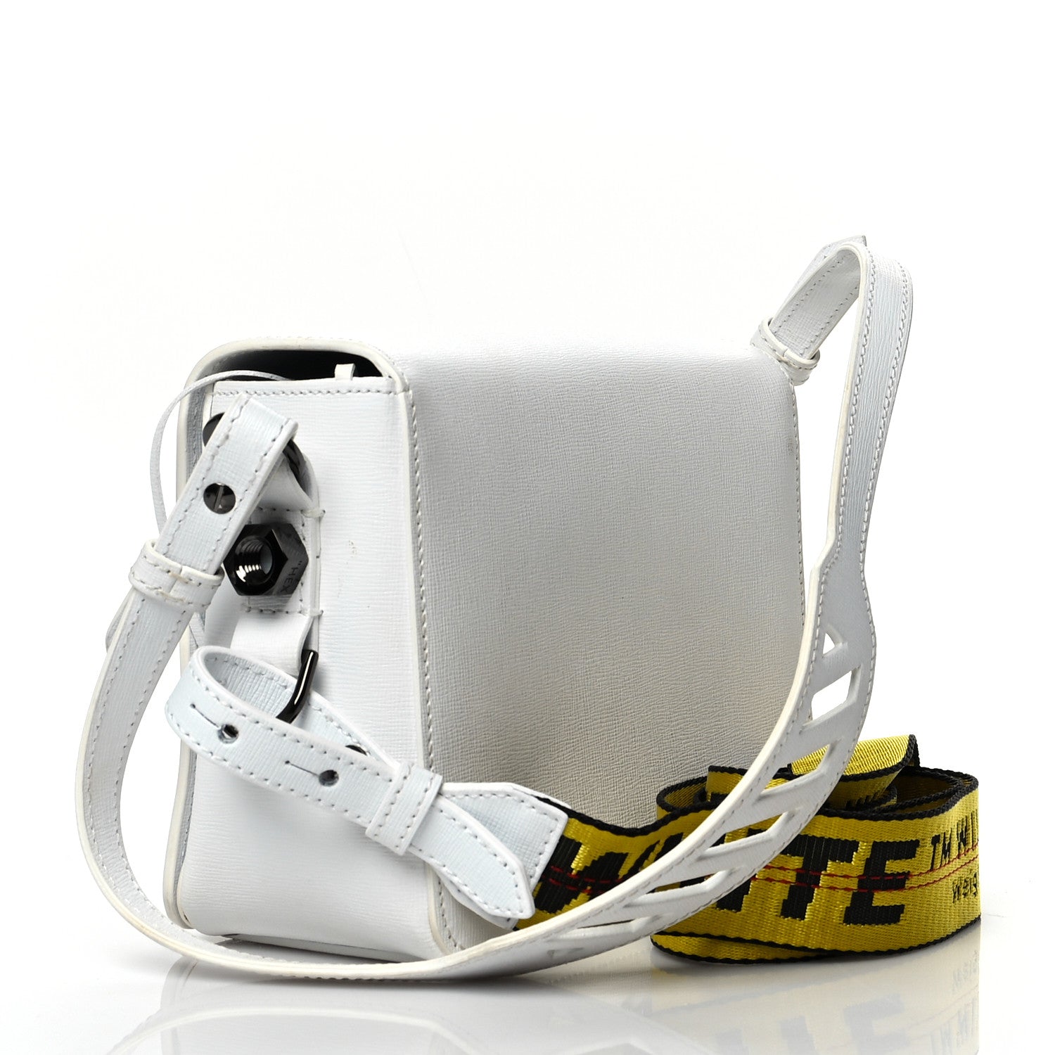 Off-White Saffiano Striped Diag Binder Flap Bag White Black 3 of 16