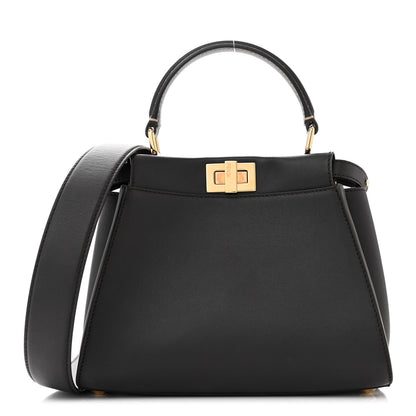 Fendi Vitello Seta Nabuk Pequin Mini Peekaboo Iconic Satchel Ebano Tobacco Moro 1 of 10