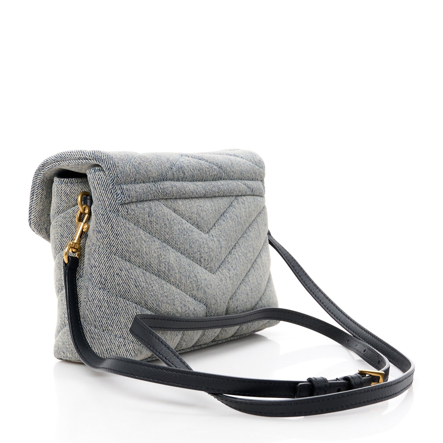 Denim Y Quilted Monogram Toy Loulou Crossbody Bag Grey