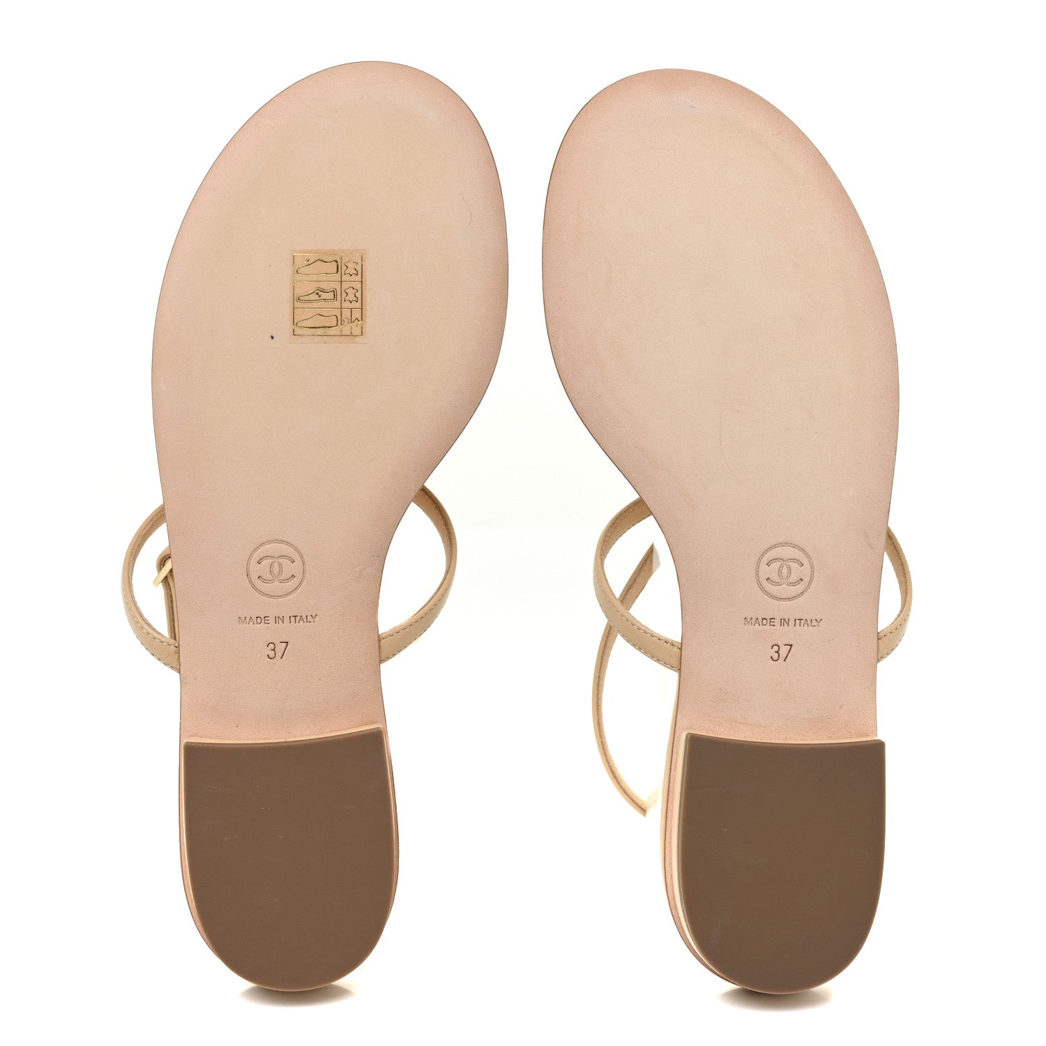 Chanel Lambskin Quilted Pearl CC Thong Sandals 37 Beige 5 of 9