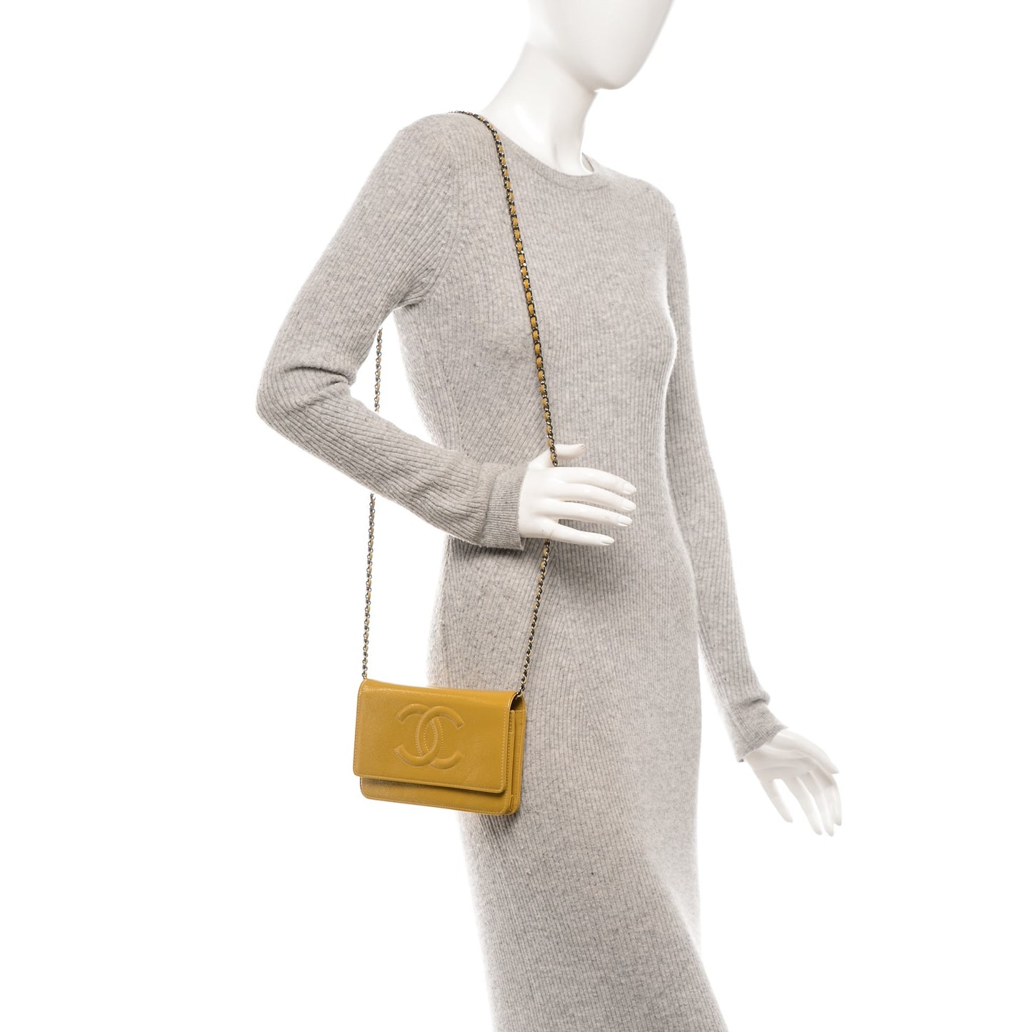 Patent Caviar Timeless CC Wallet on Chain WOC Yellow