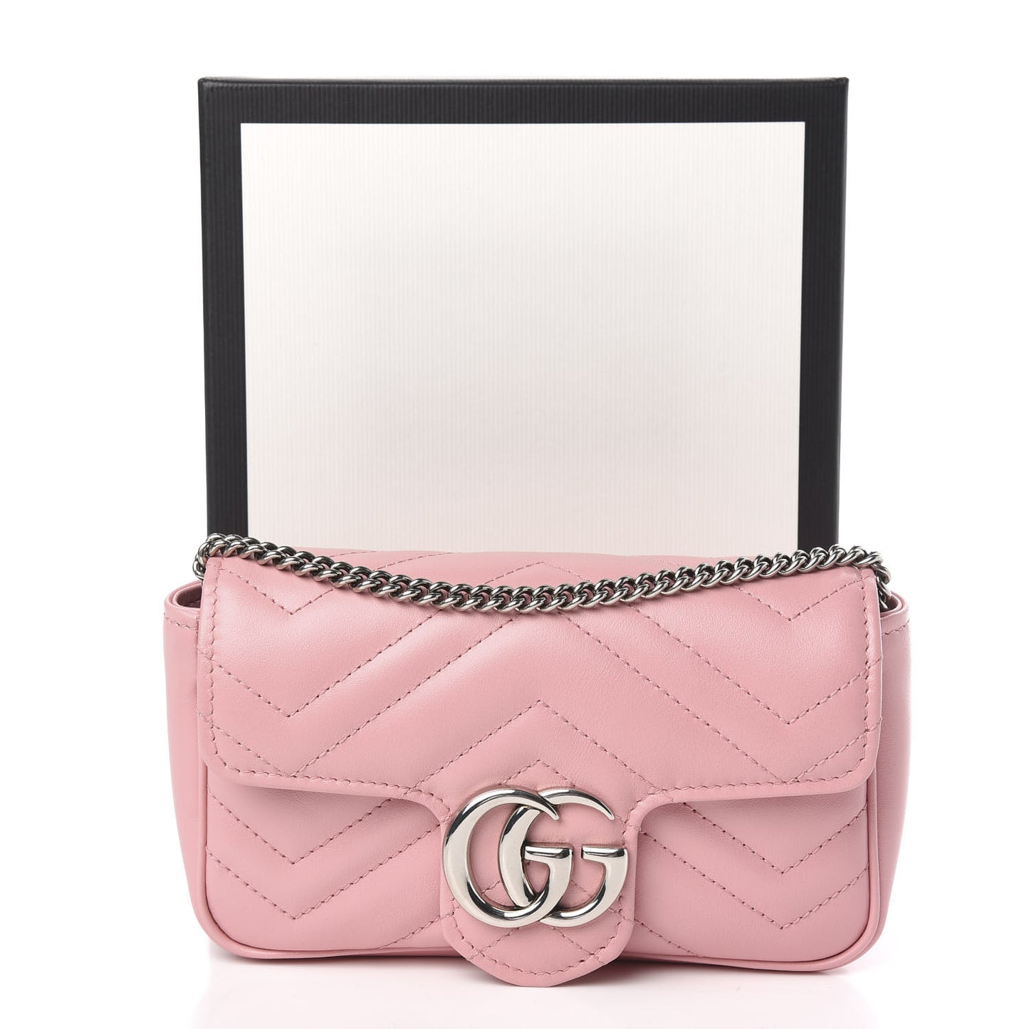 Calfskin Matelasse Super Mini GG Marmont Shoulder Bag Wild Rose