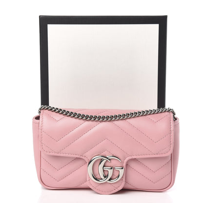 Gucci Calfskin Matelasse Super Mini GG Marmont Shoulder Bag Wild Rose 11 of 11