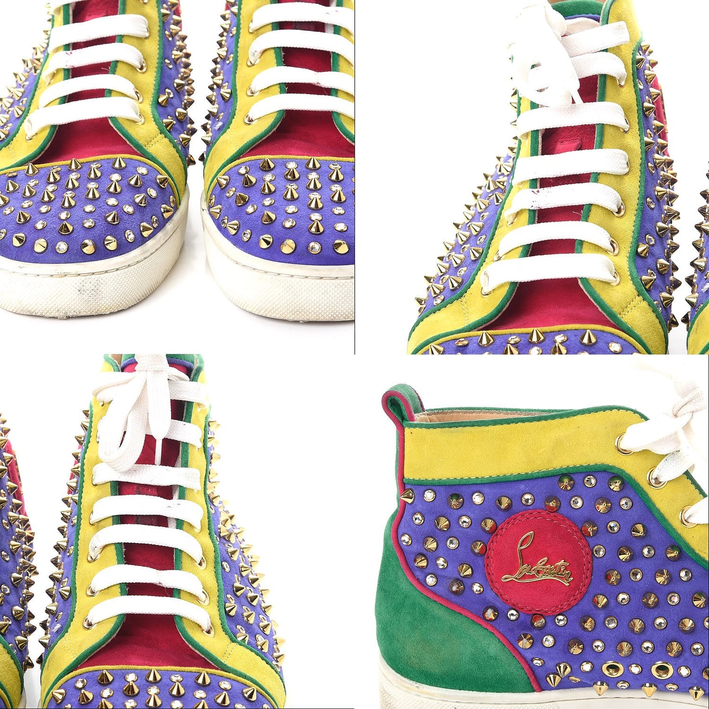 Mens Suede Louis Spikes Flat Sneakers 42 Multi