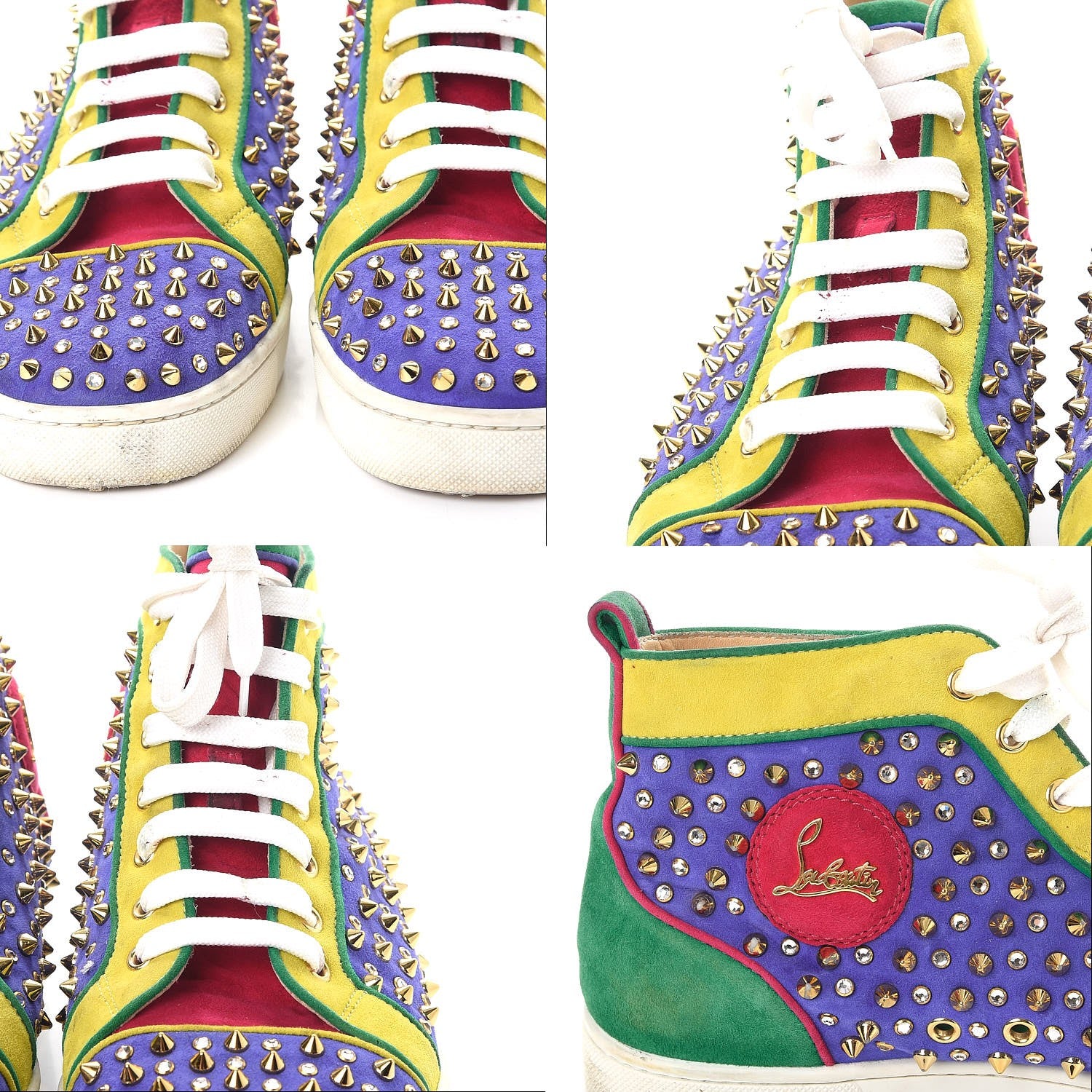 Christian Louboutin Mens Suede Louis Spikes Flat Sneakers 42 Multi 11 of 12
