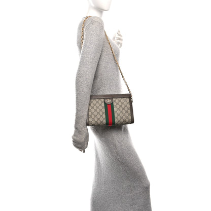 Gucci GG Supreme Monogram Web Small Ophidia Chain Shoulder Bag Brown 2 of 11