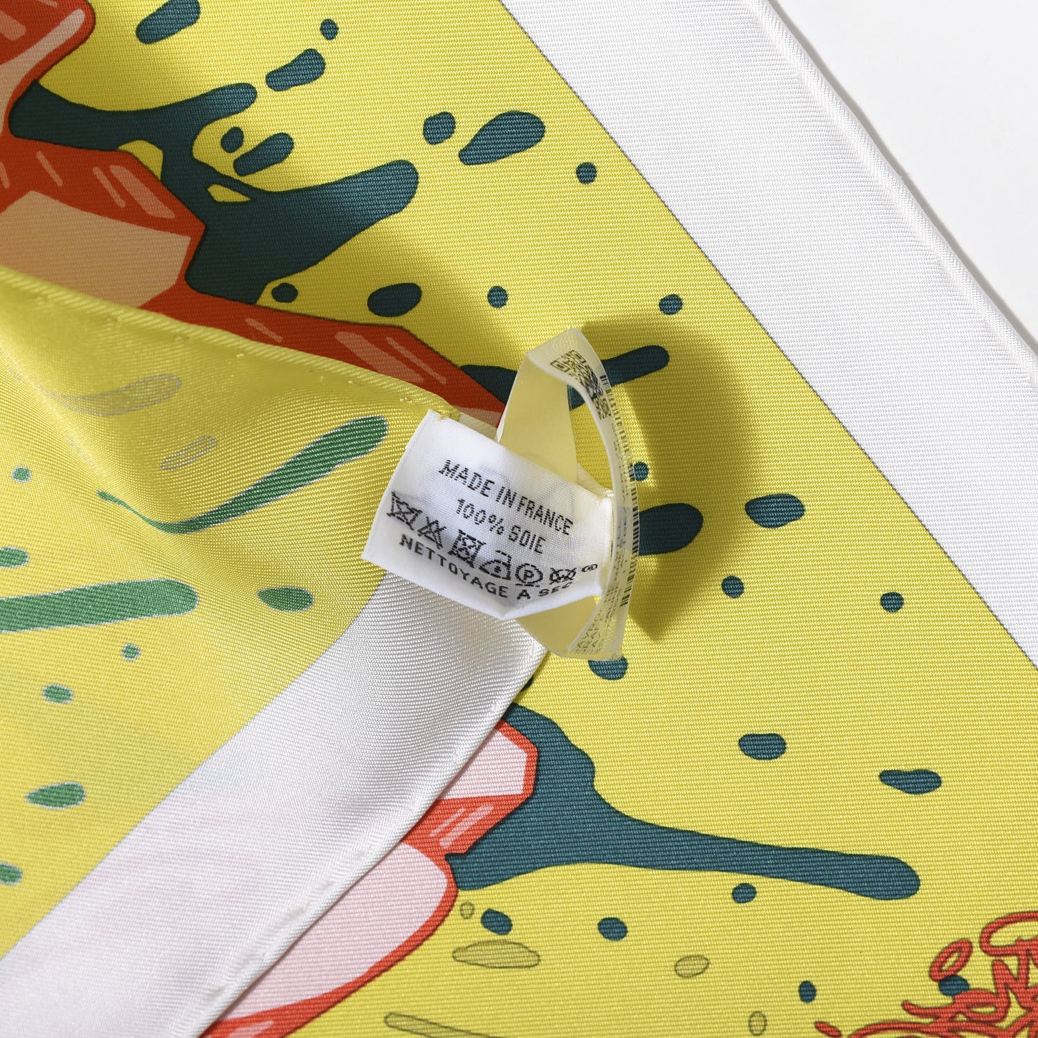Hermes Silk Gavroche Graff Pocket Square Scarf Jaune Acide Vert 4 of 5