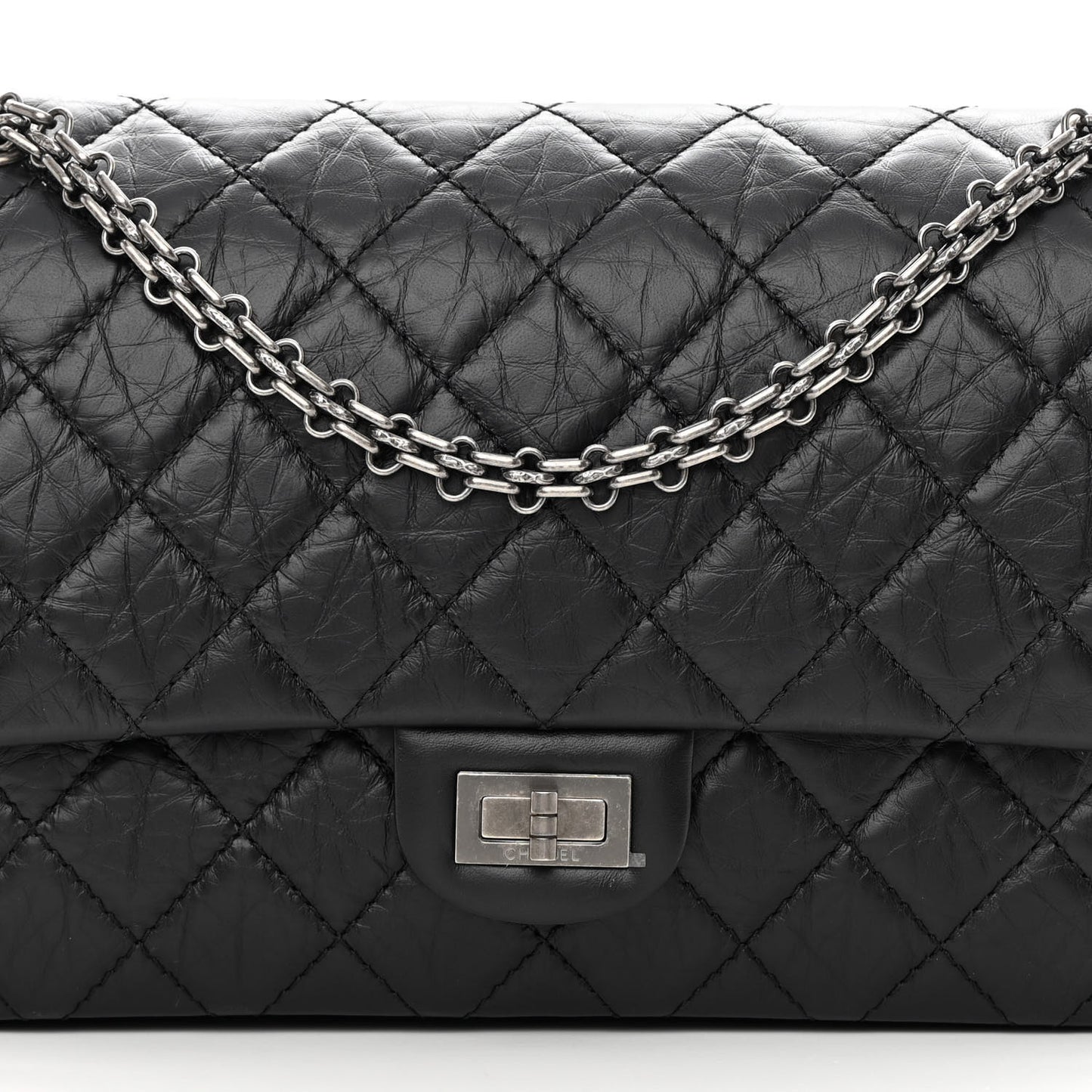 Aged Calfskin Quilted 2.55 Reissue 226 Flap Black