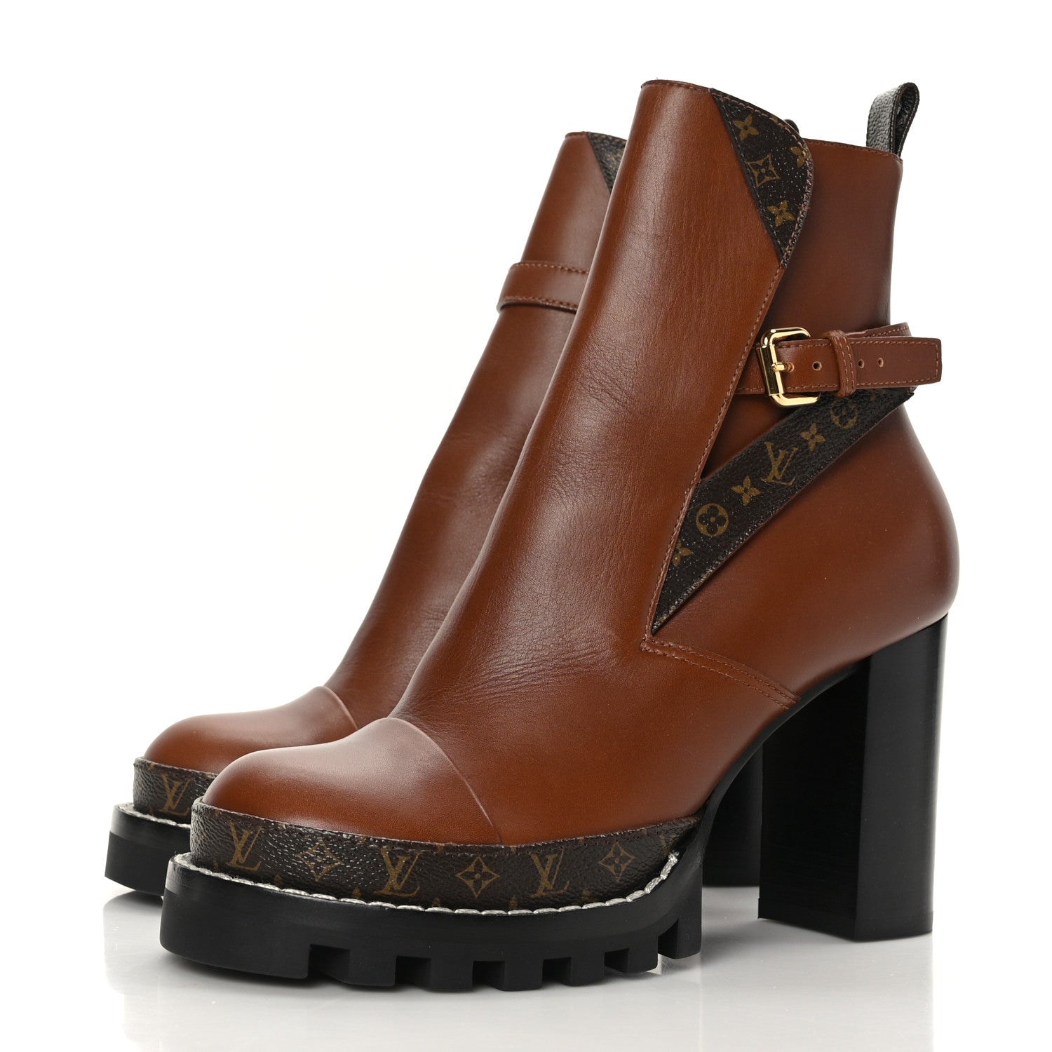 Louis Vuitton Calfskin Monogram Star Trail Ankle Boots 40 Cognac 3 of 10