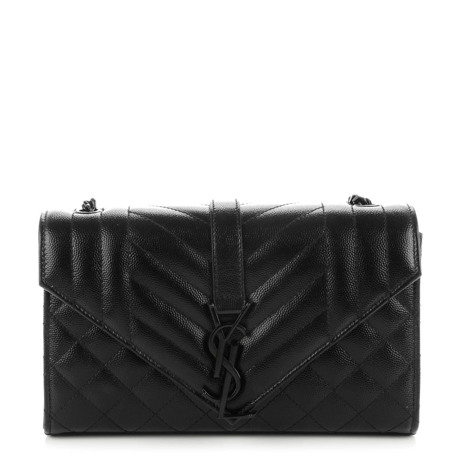 Saint Laurent Grain De Poudre Tri-Quilt Monogram Small College Bag Black 1 of 7