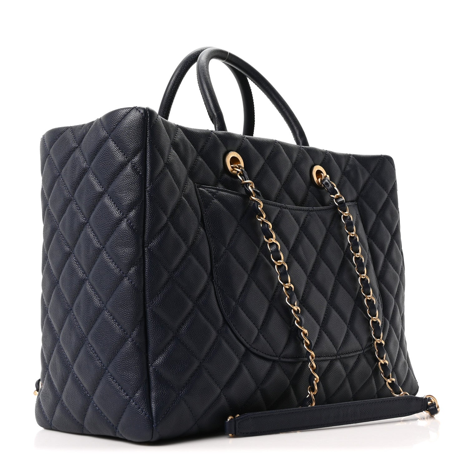 CHANEL ネイビー キルティング バッグ CHANEL Chic Pearls Quilted Leather Shoulder Bag Navy Blue