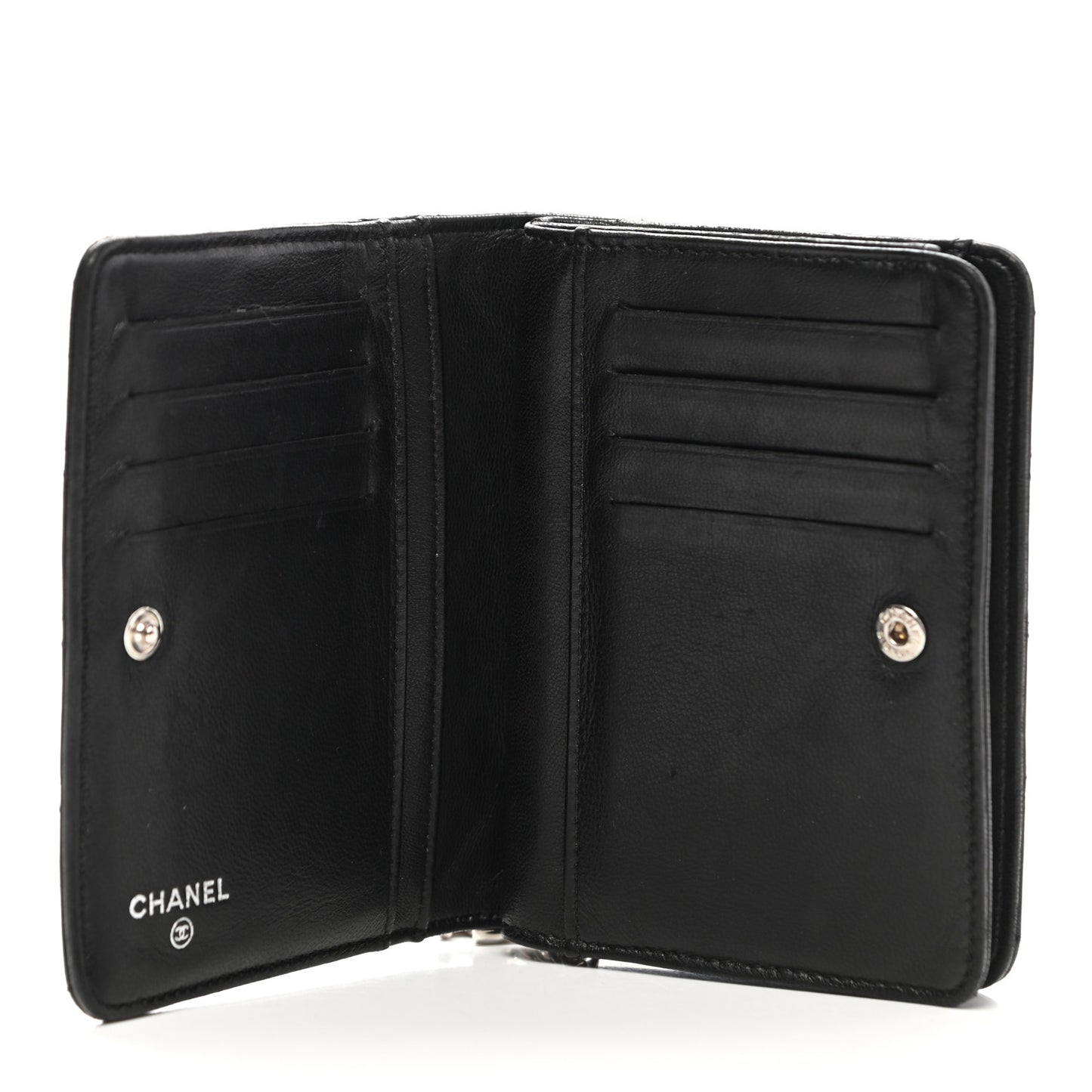 Lambskin Quilted Zip Around Coin Purse Wallet Black