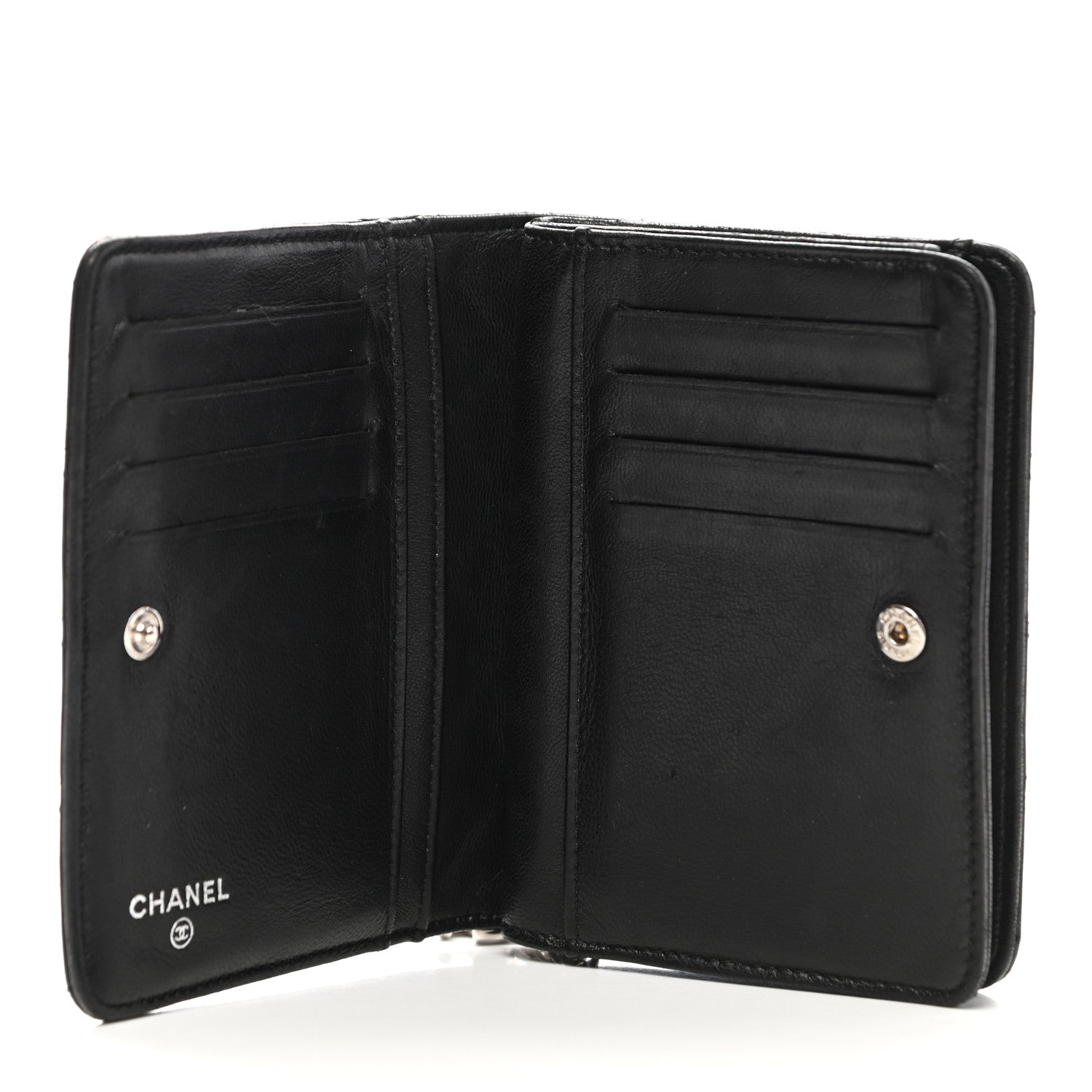 Chanel Lambskin Quilted Zip Around Coin Purse Wallet Black 5 of 9