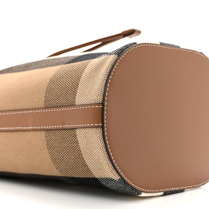 Burberry Giant Check Canvas Small Bucket Bag Taupe Brown 10 of 11