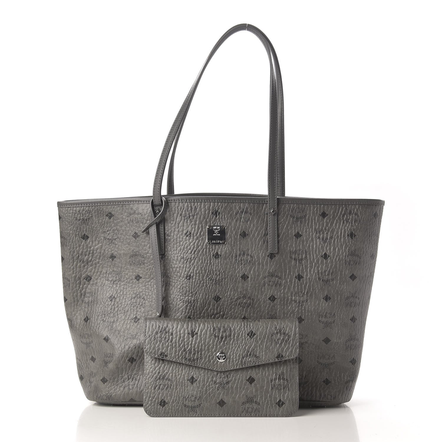 MCM Visetos Medium Reversible Shopper Tote Phantom Grey 14 of 14