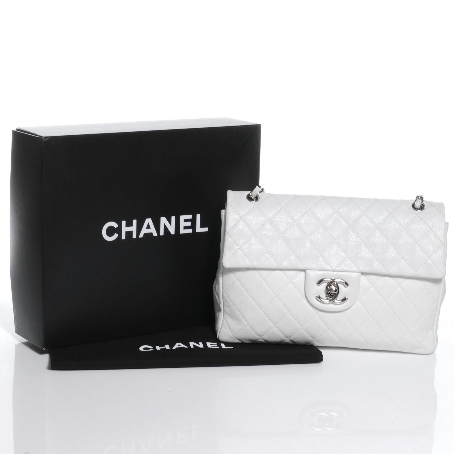 Chanel Washed Caviar Maxi Single Flap White 5 of 8