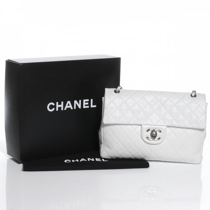 Chanel Washed Caviar Maxi Single Flap White 5 of 8