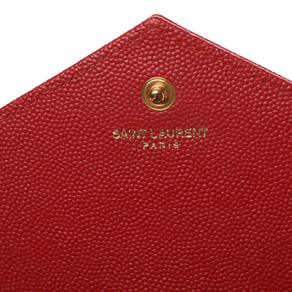 Saint Laurent Grain De Poudre Matelasse Chevron Monogram Chain Wallet New Red 7 of 9