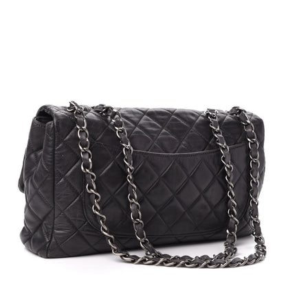 Chanel Lambskin Quilted Jumbo Single Flap Dark Grey 4 of 10