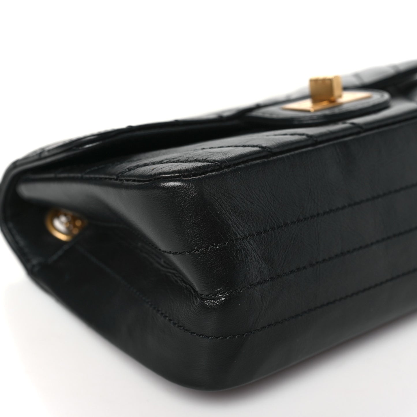 Aged Calfskin Chevron Quilted 2.55 Reissue Mini Flap Black