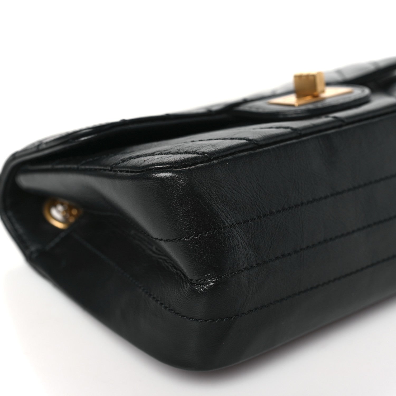 Chanel Aged Calfskin Chevron Quilted 2.55 Reissue Mini Flap Black 9 of 10