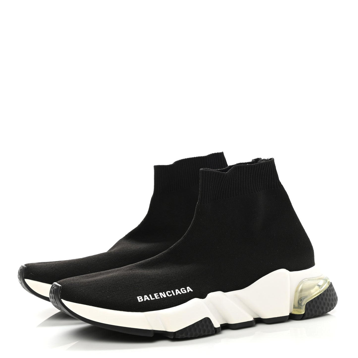 Neoprene Knit Womens Speed Clear Sole Sneakers 37 Black White