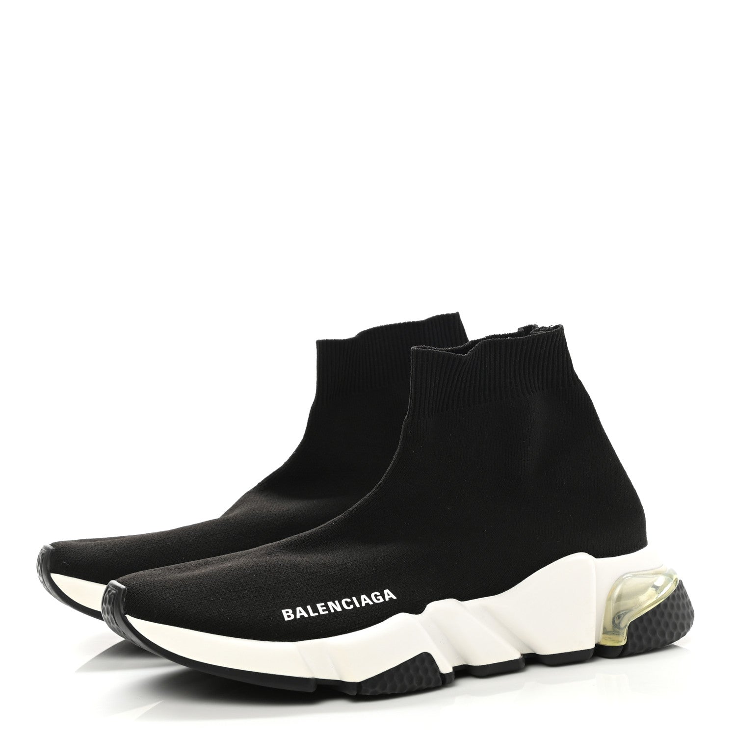 Balenciaga Neoprene Knit Womens Speed Clear Sole Sneakers 37 Black White 3 of 9