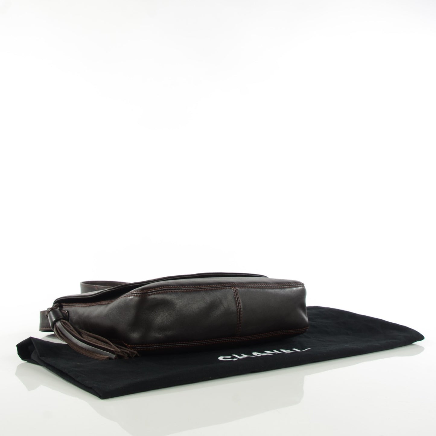 Lambskin CC Tassel Shoulder Flap Bag Brown