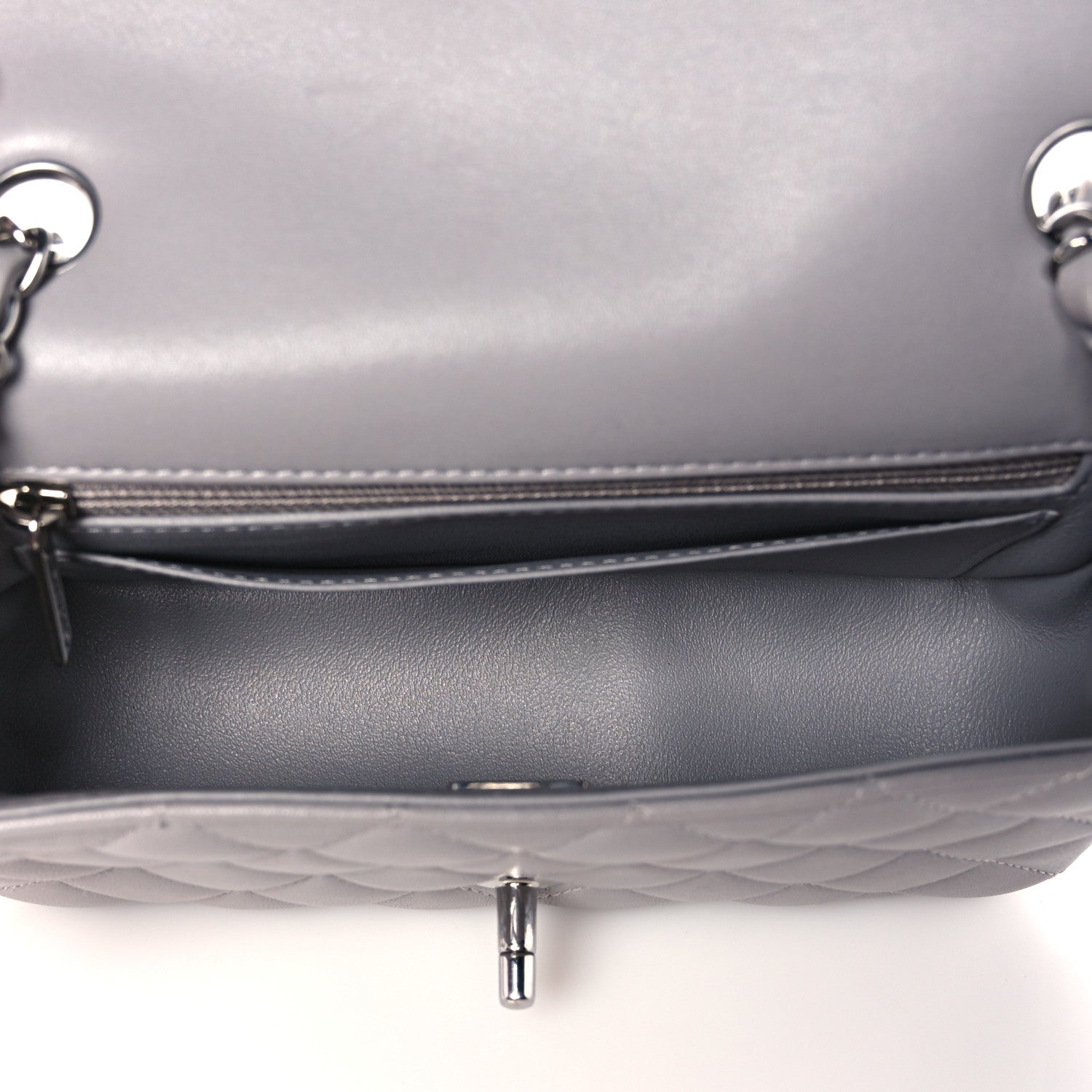 Chanel Lambskin Quilted Mini Rectangular Flap Grey 5 of 10