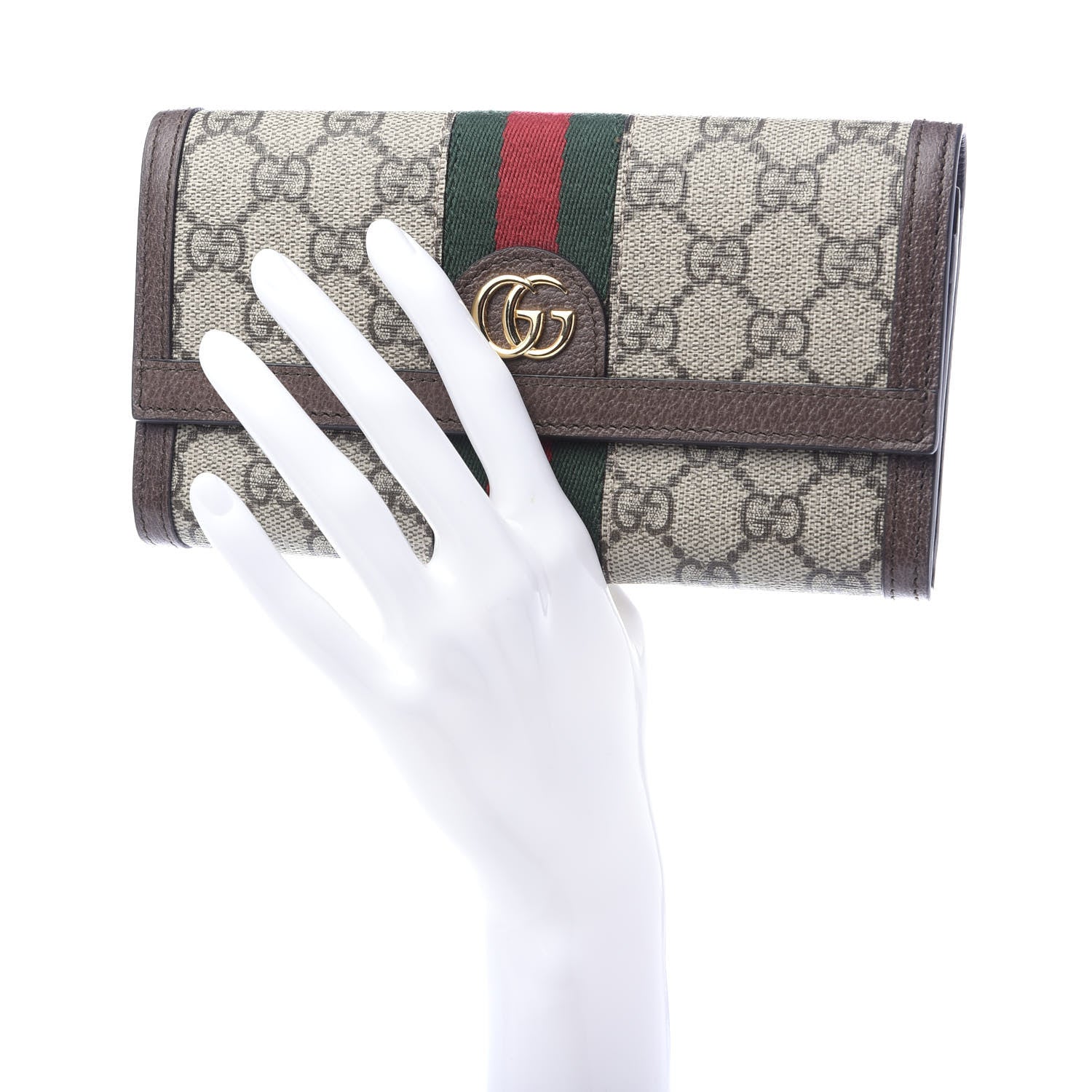 Gucci GG Supreme Monogram Web Ophidia Continental Wallet Brown 2 of 6