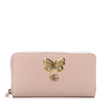 Gucci Calfskin Butterfly Farfalla Zip Around Wallet Perfect Pink 1 of 7