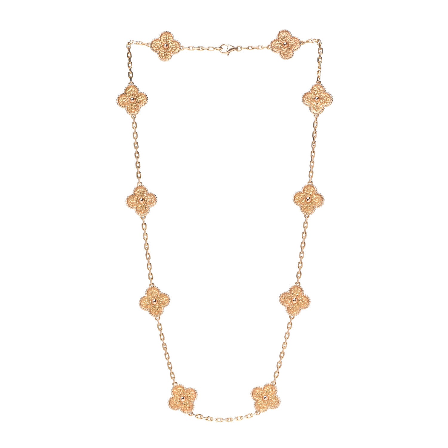 Van Cleef & Arpels 18K Rose Gold 10 Motifs Vintage Alhambra Necklace 3 of 6