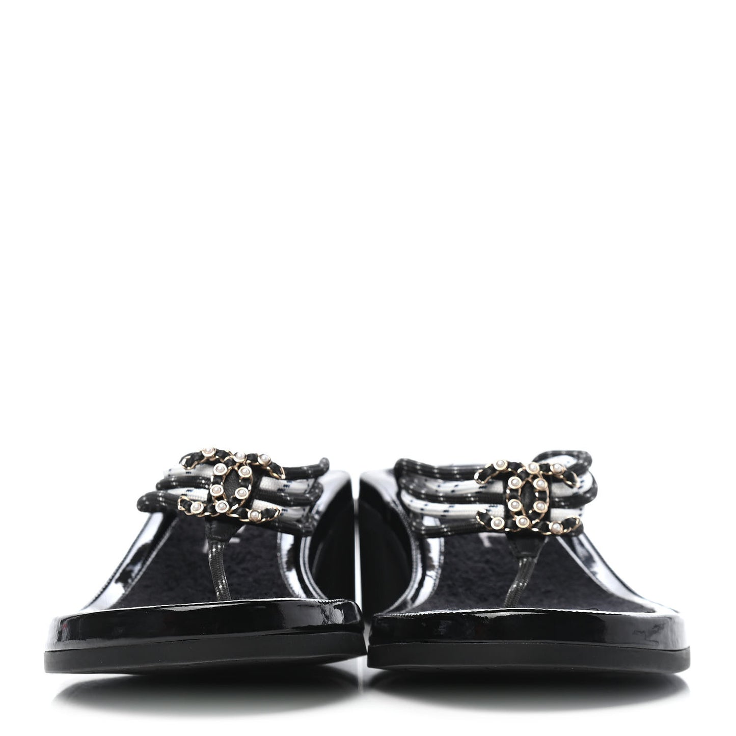 Cord CC Chain Thong Sandals 35 Black