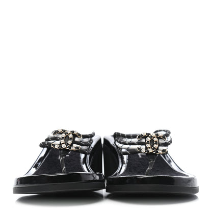 Chanel Cord CC Chain Thong Sandals 35 Black 2 of 7