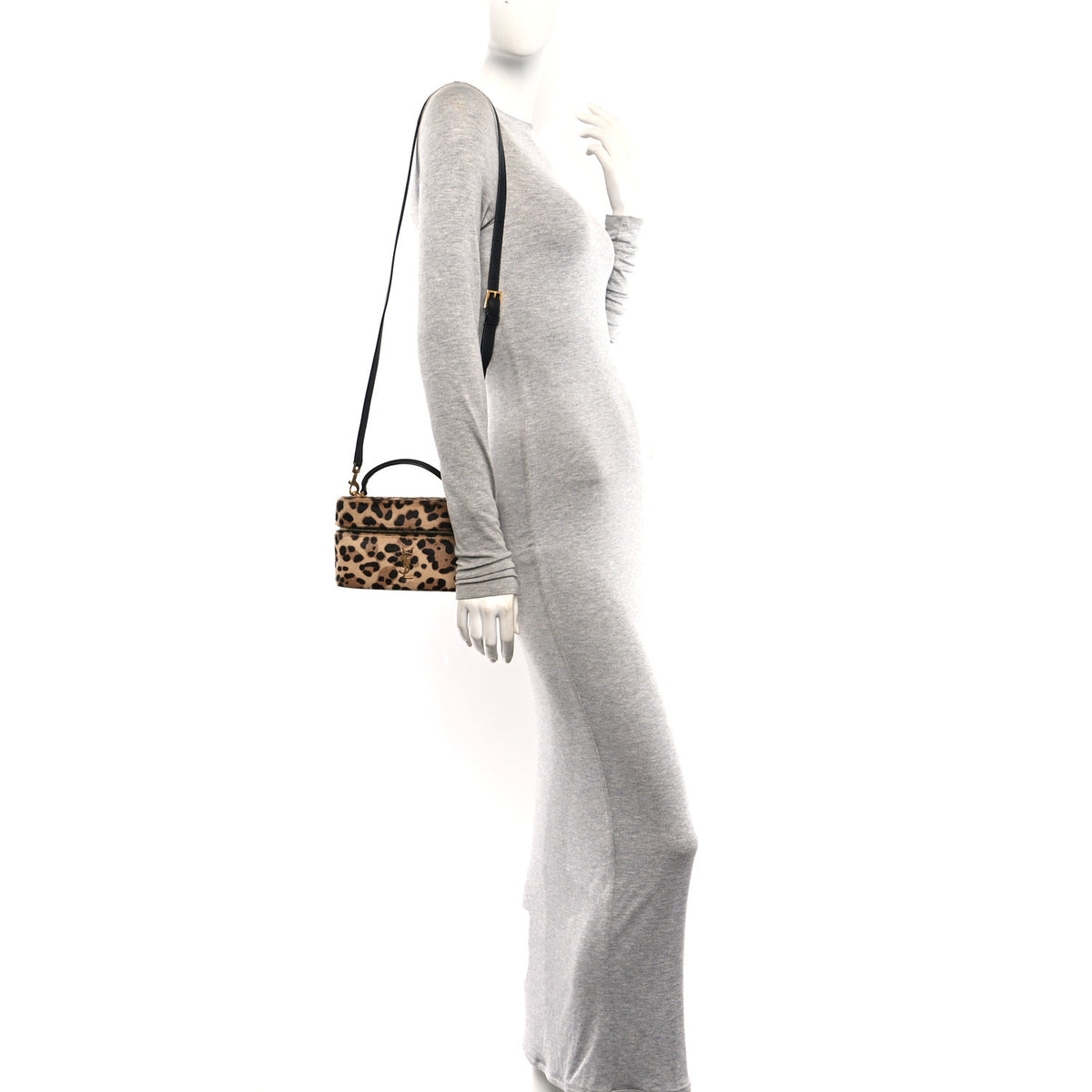 Saint Laurent Pony Hair Leopard Print Mini Gaby Vanity Case Brown Black 2 of 10
