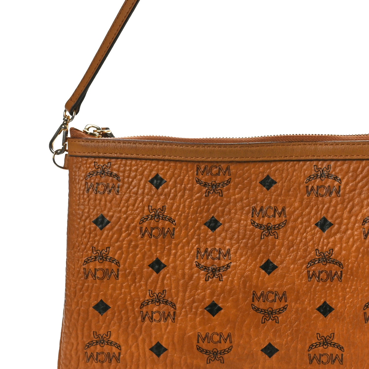 MCM Visetos Liz Shopper Tote Pouch Cognac 7 of 10