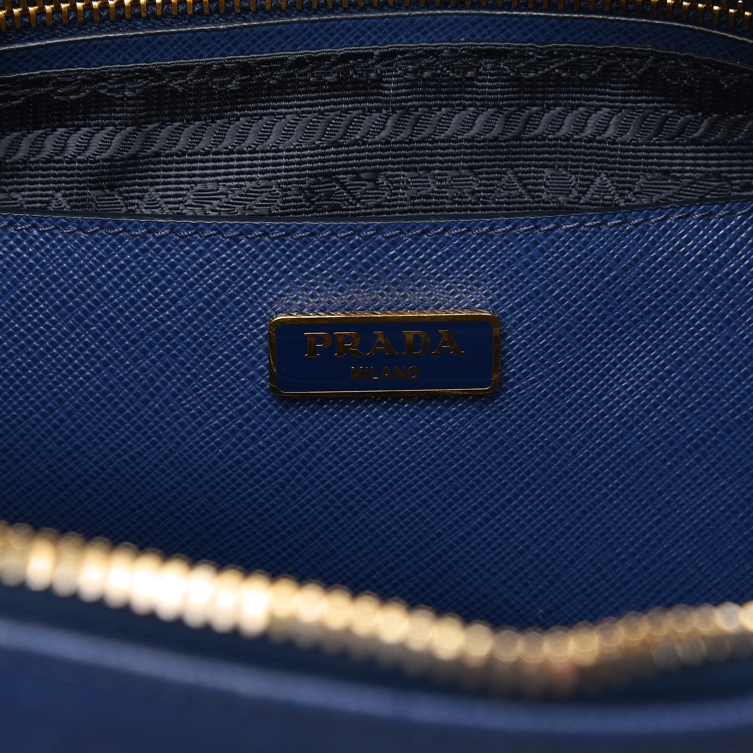 Prada Saffiano Lux Large Zip Crossbody Bag Bleuette 7 of 12