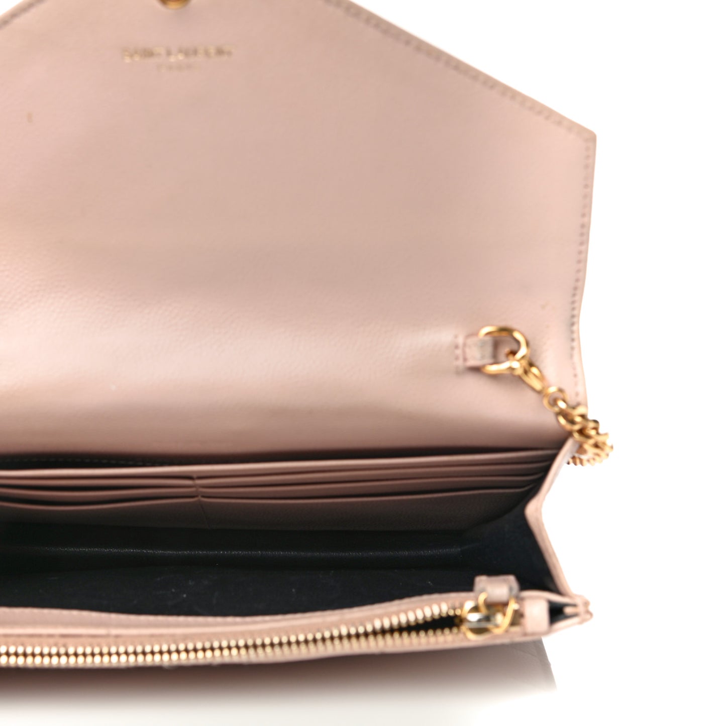Grain De Poudre Matelasse Chevron Monogram Envelope Chain Wallet Nude Powder