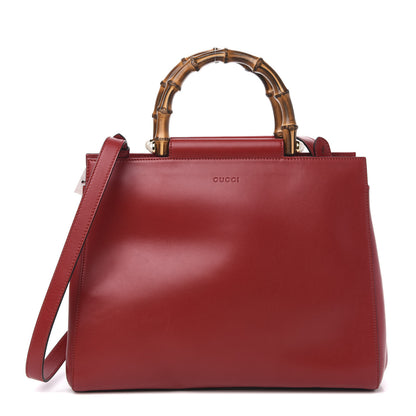 Gucci Nappa Bamboo Medium Nymphaea Top Handle Bag Hibiscus Red 1 of 10