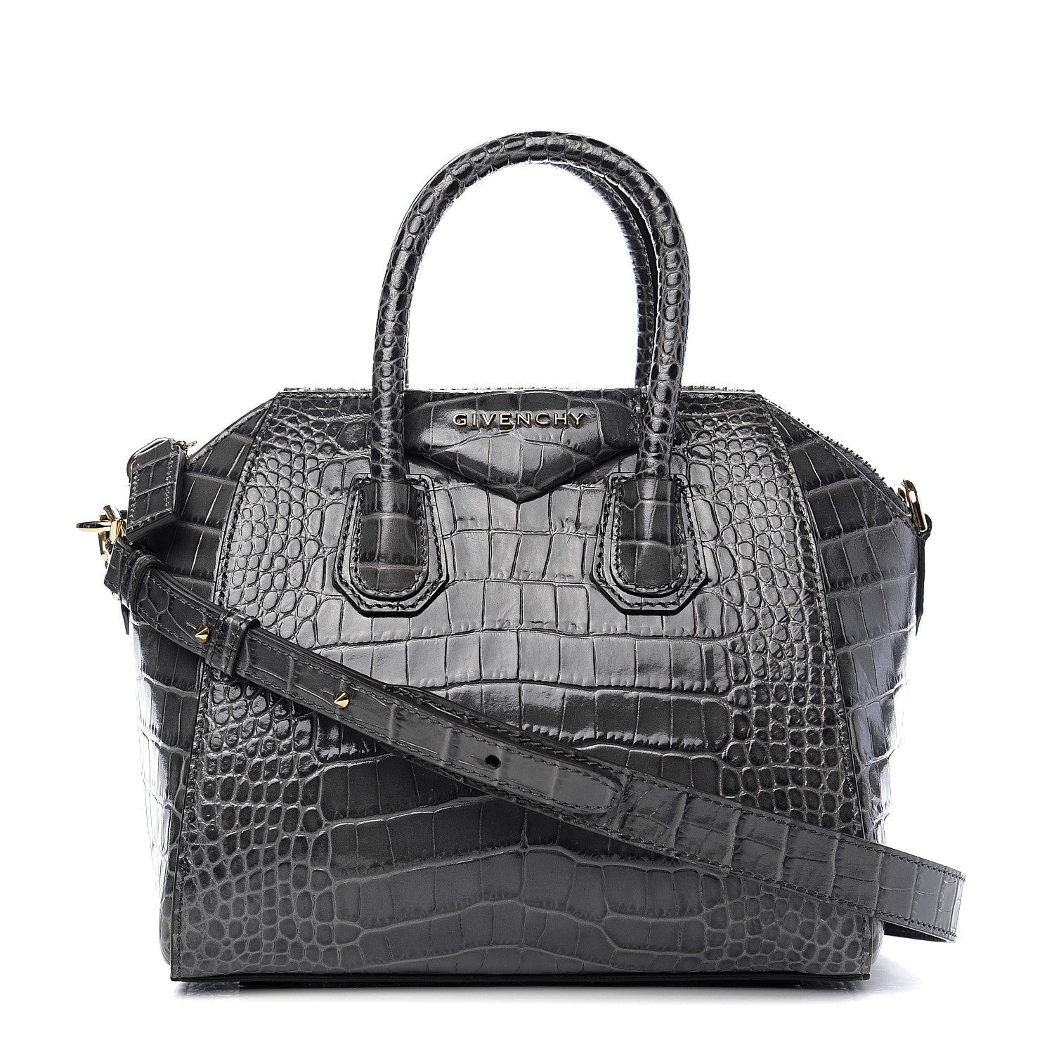 Givenchy Calfskin Crocodile Embossed Mini Antigona Storm Grey 1 of 10